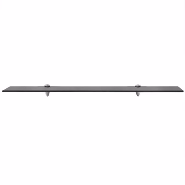 Berkfield Home Modern Black Glass Floating Shelves, 2 Pack, W: 90 cm, D: 10 cm, H: 8 mm