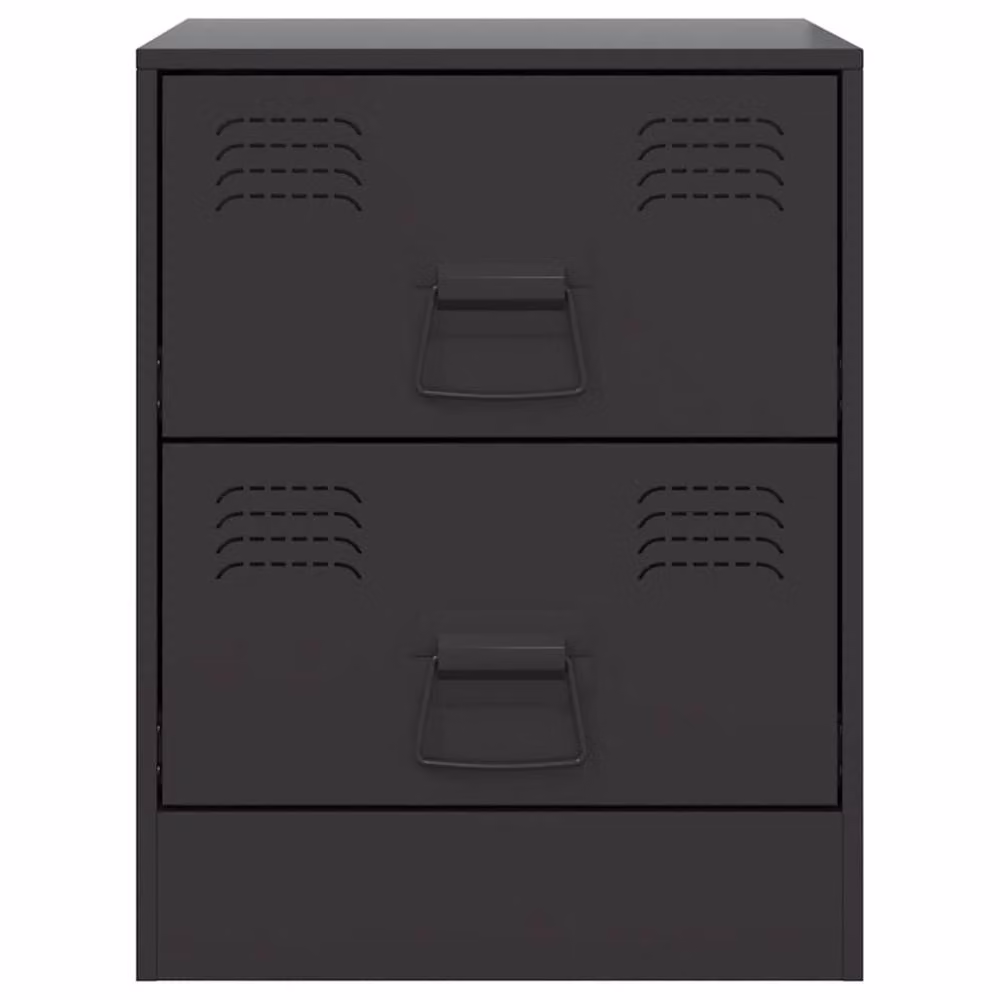 Berkfield Home Set of 2 Durable Metal Bedside Cabinets in Black, W/D/H: 34.5 x 39 x 44 cm – 3