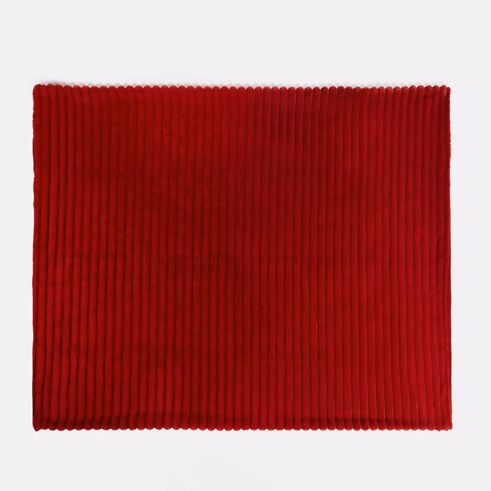 OHS Red Faux Fur Ribbed Fleece Throw Blanket, W: 200 cm, D: 240 cm – 4