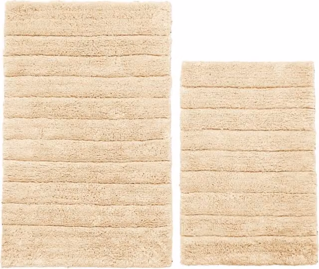 Allure Bath Fashions Ribbed Two Piece Cotton Bath Mat Set in Beige – 1