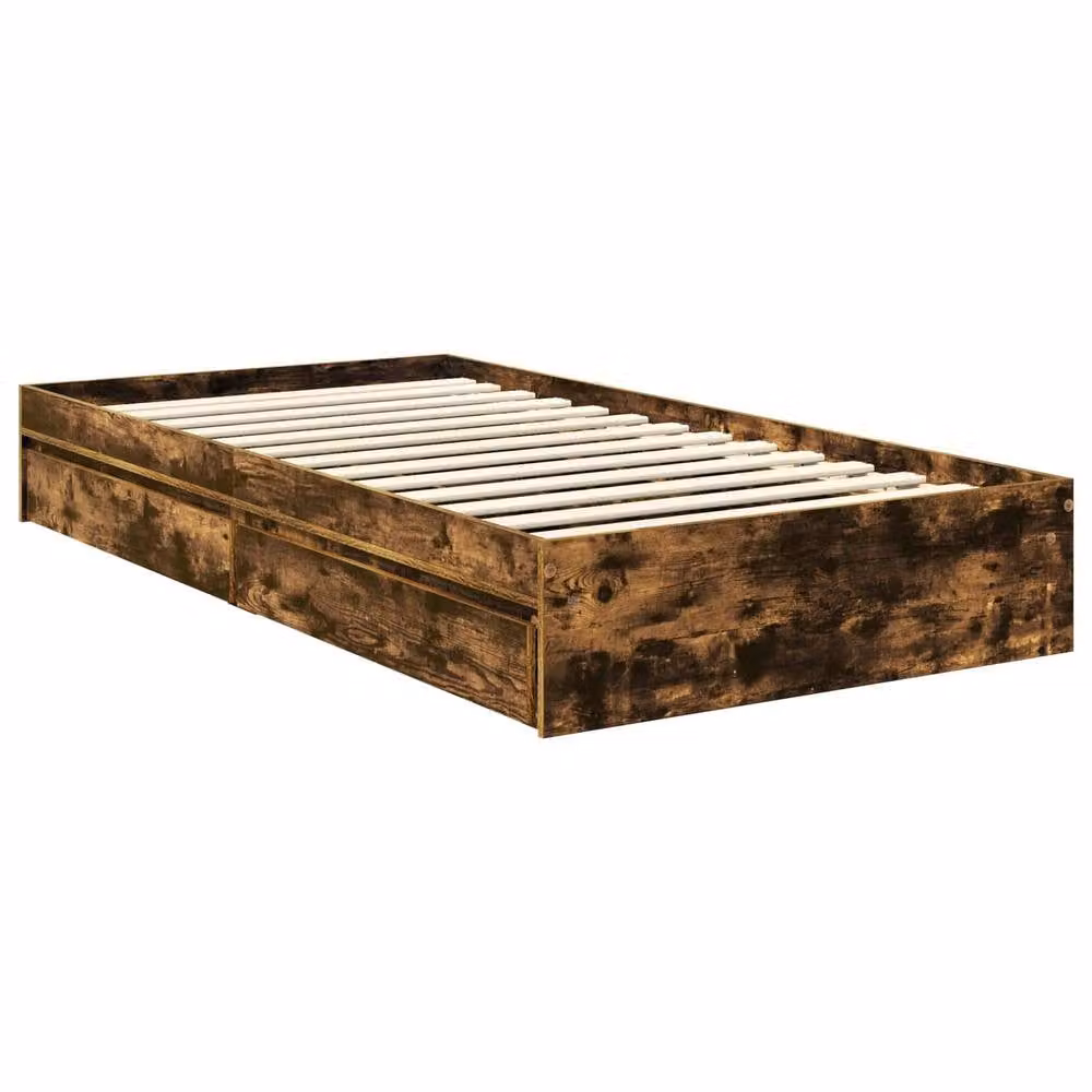 Berkfield Home Modern Storage Bed with Drawers in Smoked Oak Brown, W/D/H: 100 x 200 cm – 3