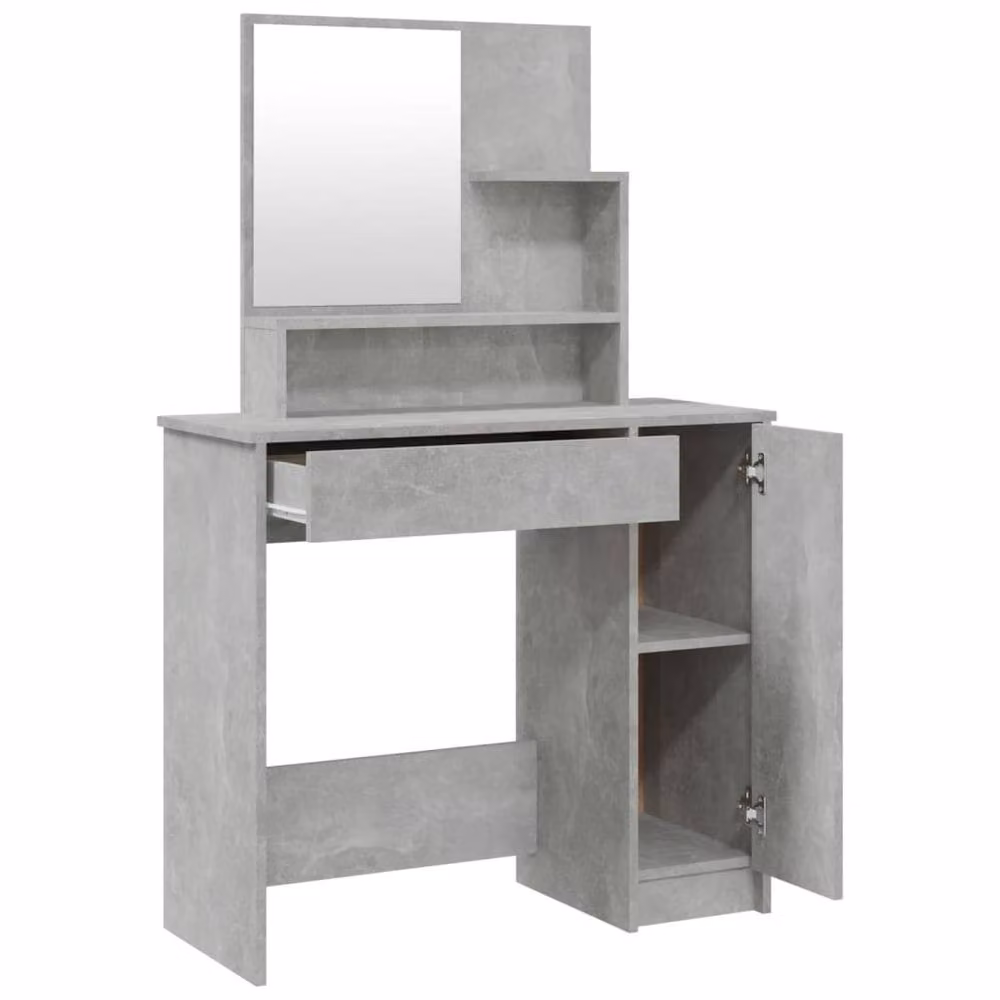 Berkfield Home Modern Dressing Table Set in Concrete Grey, W: 86.5 cm, D: 35 cm, H: 136 cm – 3