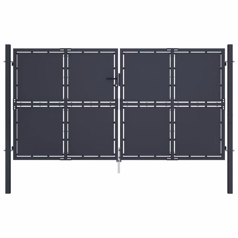 Berkfield Home Sturdy Steel Garden Gate in Anthracite Grey, W: 300 cm, H: 150 cm – 1