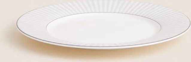 M&S Hampton Striped Bone China Side Plate in Grey Mix