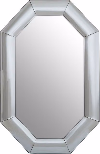 Orsina Art Deco Silver Octagon Wall Mirror with Thick Frame