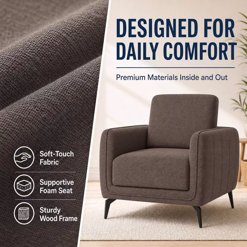 Bravich LTD Brixton 1 Seater Scandinavian Fabric Sofa in Brown – 4