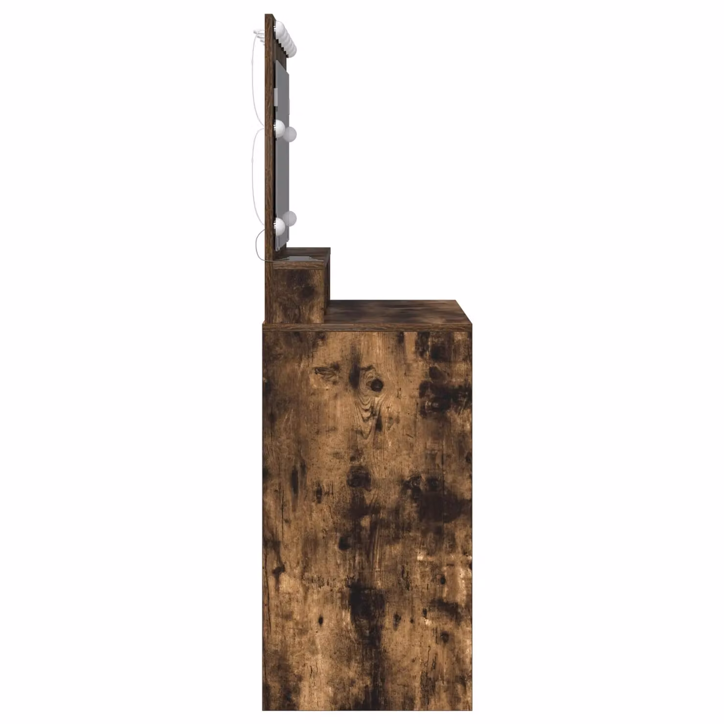 Berkfield Home Makeup Table with Hollywood LED Lights in Smoked Oak Brown, W/D/H: 100 x 41 x 135 cm – 3