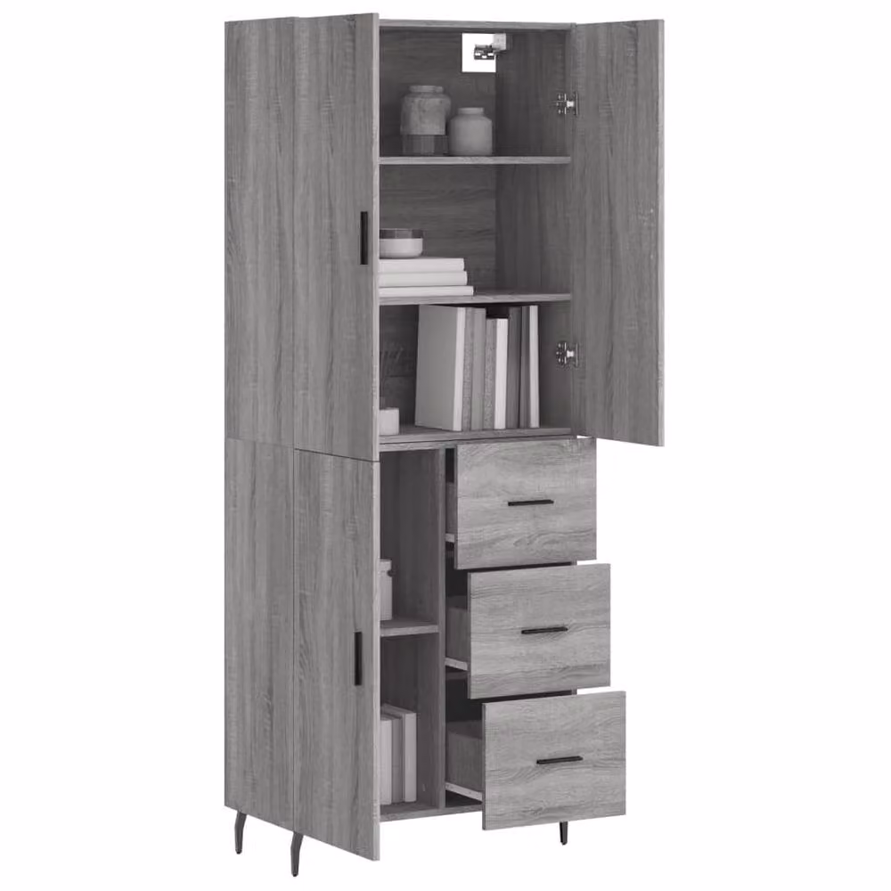 Berkfield Home Grey Sonoma Highboard, W: 69.5 cm, D: 34 cm, H: 180 cm – 3