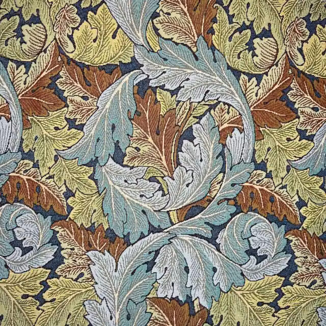 William Morris Acanthus Tapestry Fabric in Blue and Multicolour Denim