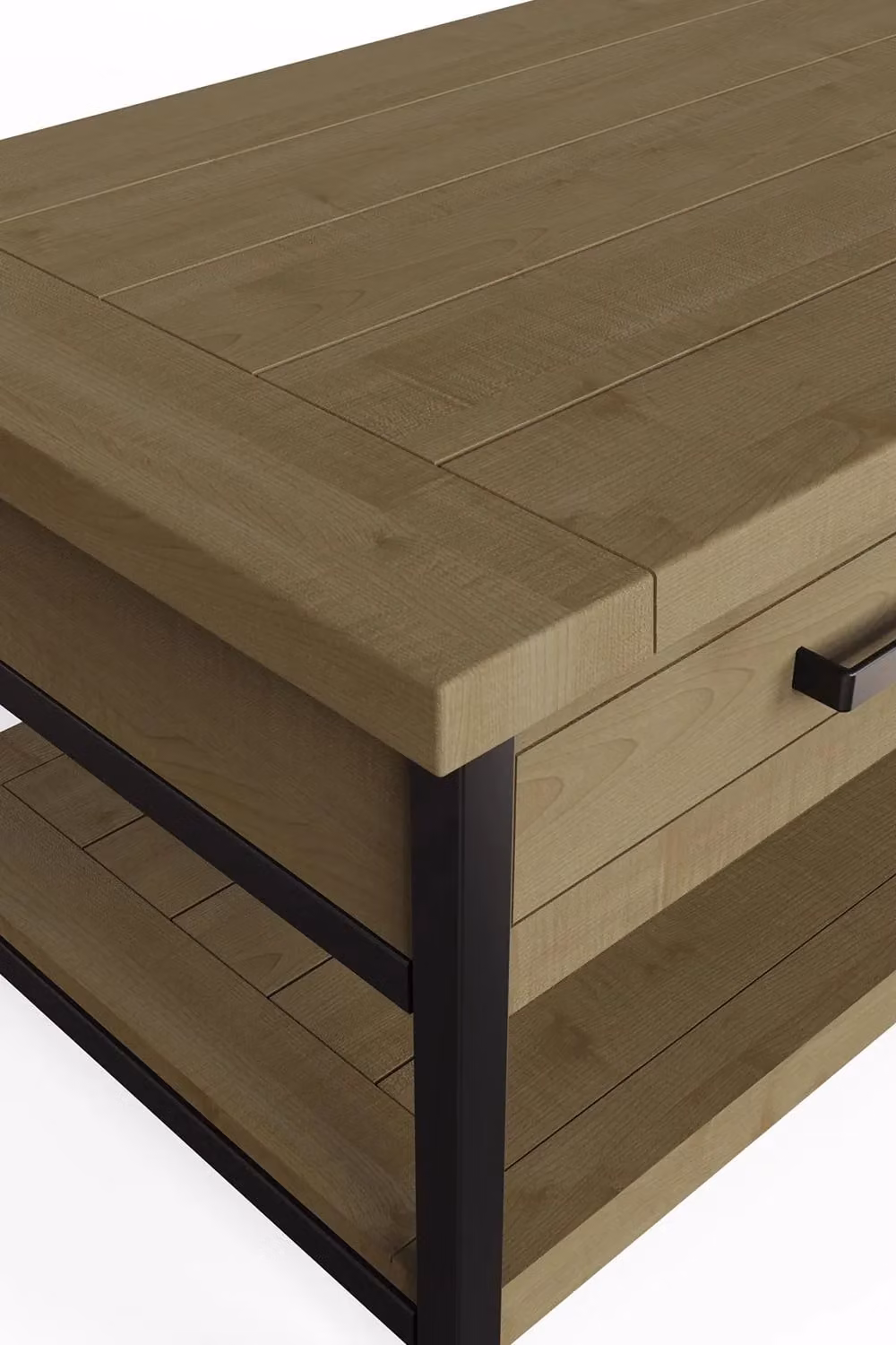 FWStyle Lowry 2 Drawer Solid Pine Coffee Table in Brown, W: 120 cm, D: 60 cm, H: 50 cm – 4