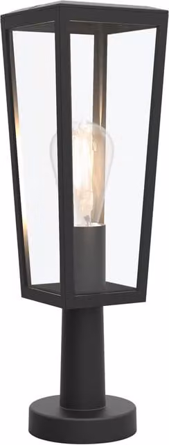 CGC Lighting FIR Small Modern Black Outdoor Post Light with Transparent Glass and Aluminium Finish