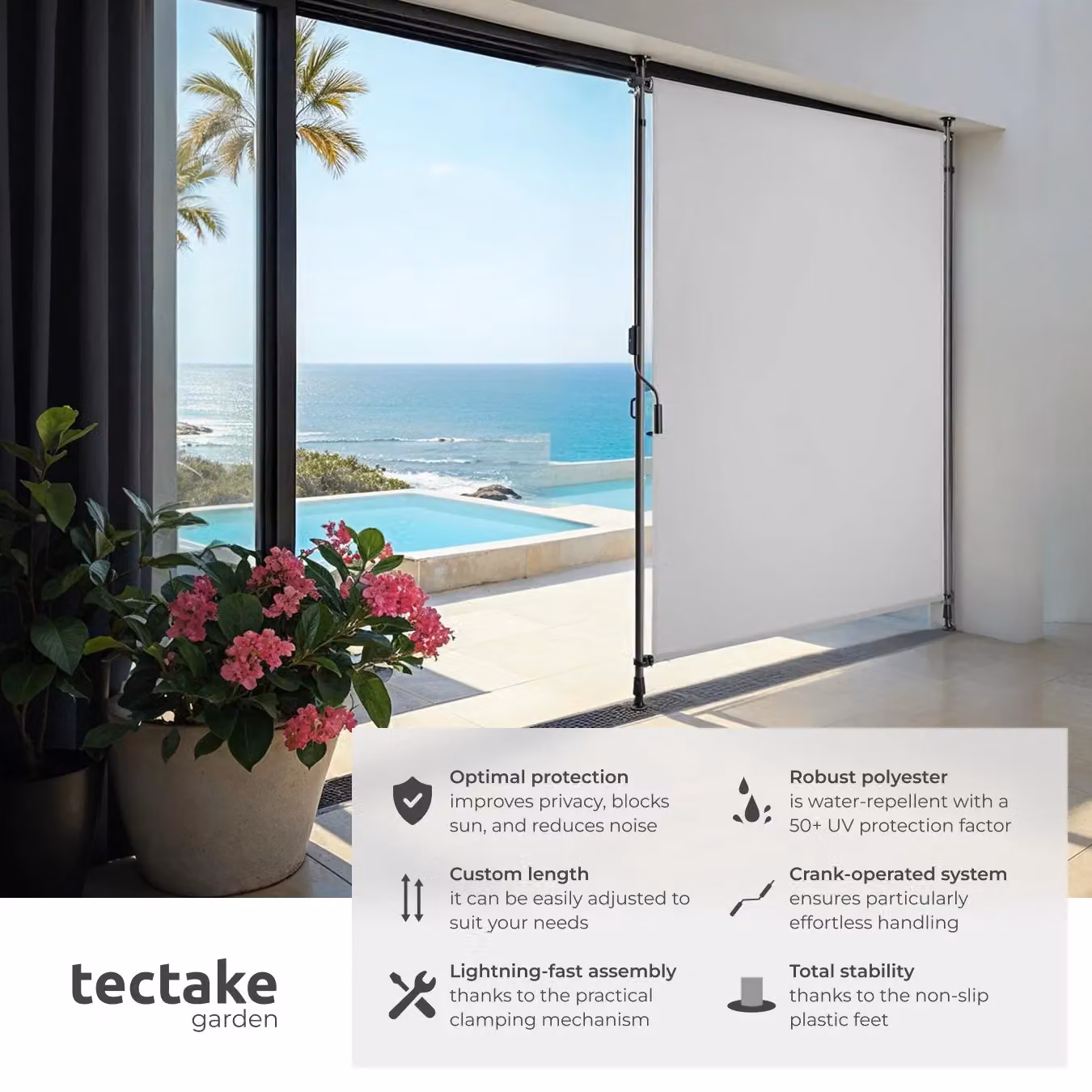 tectake Taija Retractable Awning in Grey, W/D/H: 310 x 100 x 1 cm – 2