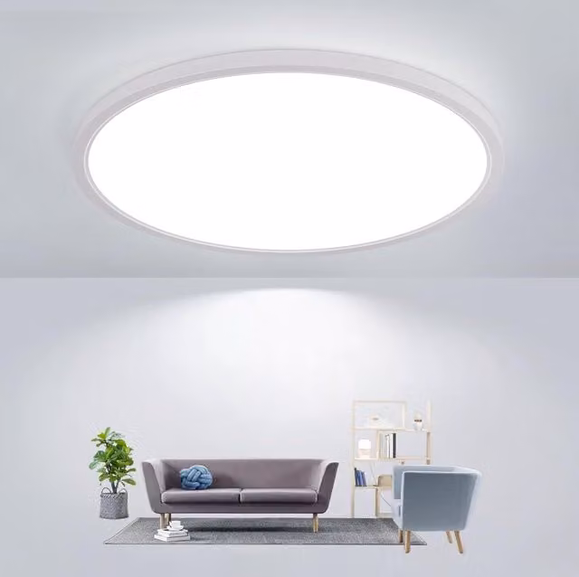 GOECO 24W Round LED Ceiling Light, 6500K, IP54 Waterproof, Dimmable with Remote Control, Black and White