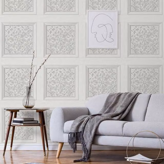 Fine Décor Botanical Floral Carved Wallpaper in Beige
