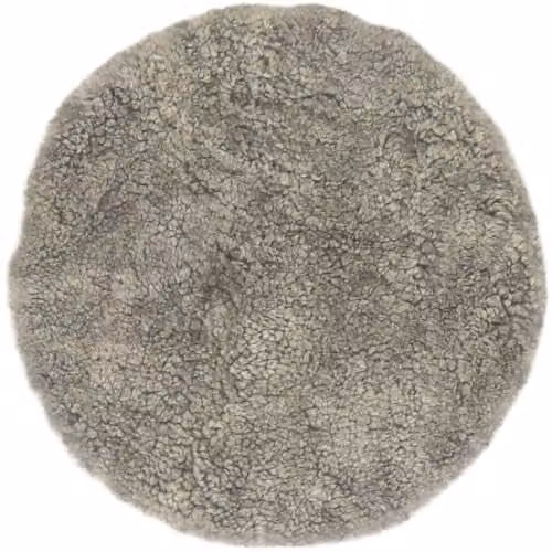 SNUGRUGS Round Genuine Sheepskin Short Wool Seat Pad with Microsuede Backing, Grey, Diameter: 37 cm
