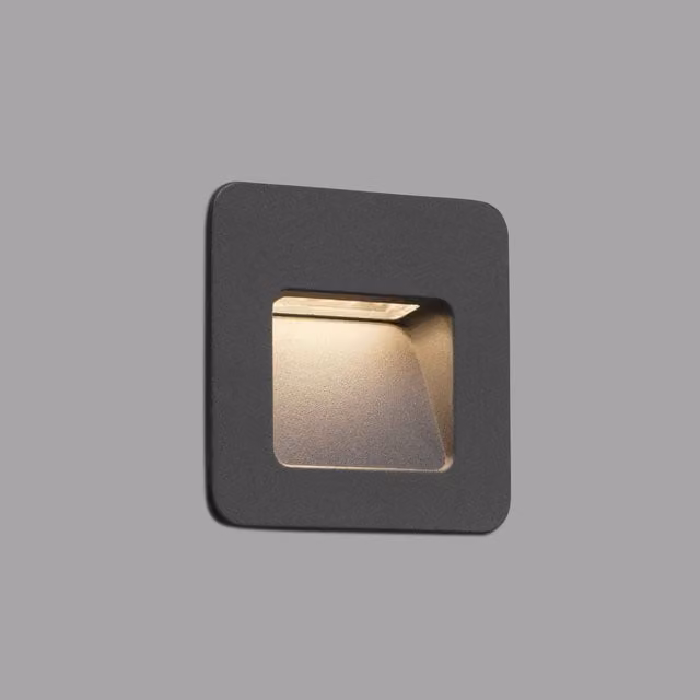 Netlighting Nase Recessed Outdoor LED Wall Light in Dark Grey, IP44 Rated