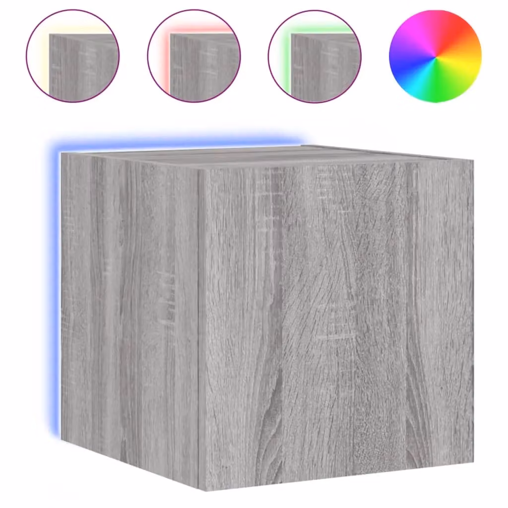 Berkfield Home Modern Wall Mounted TV Cabinet with LED Lighting in Grey Sonoma, W/D/H: 30.5 x 35.0 x 30.5 cm – 1