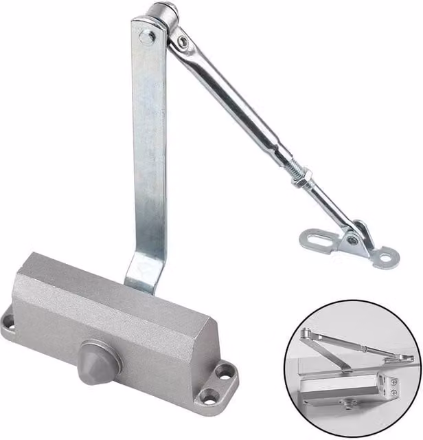 NESTLUNE Heavy Duty Fire Rated Door Closer Opener, 25-60kg, Silver, W: 520 mm, H: 10000 mm