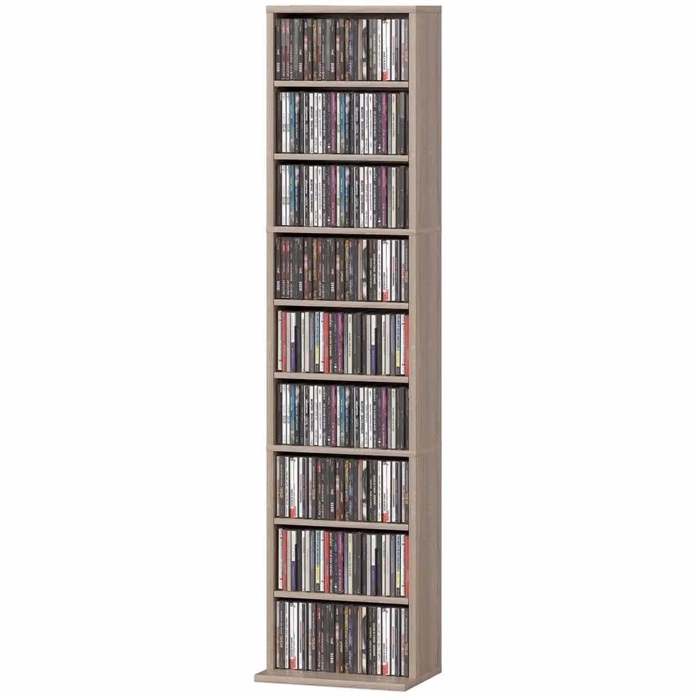 PAWNORA 260 CD and DVD Storage Unit in Brown with 9 Compartments and Adjustable Shelves – 2