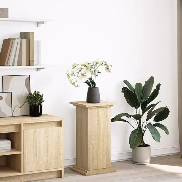 Berkfield Home Display Stand with Storage in Sonoma Oak and Brown, W/D/H: 31 x 30 x 60 cm
