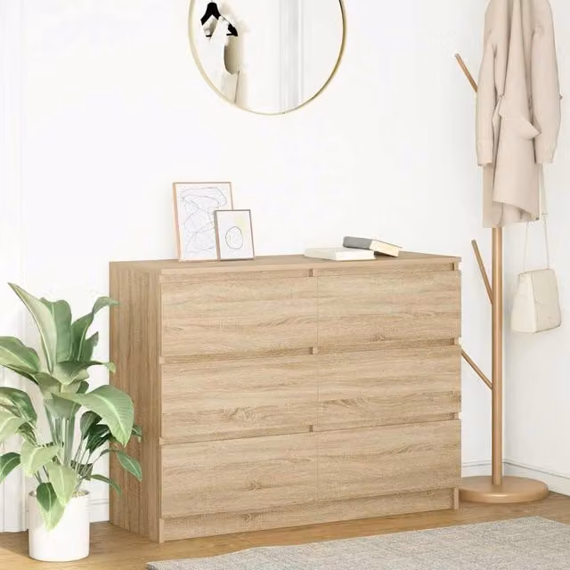 Berkfield Home Sonoma Oak Sideboard in Brown, W/D/H: 100 x 35 x 76 cm