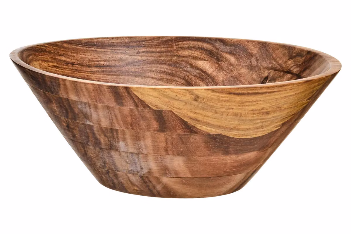 Orsina Rosi Large Round Sheesham Wood Tapered Salad Bowl in Brown – 4