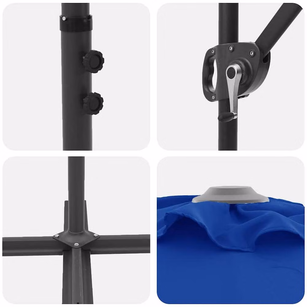 Berkfield Home Garden Cantilever Parasol in Azure Blue, W/D/H: 372 x 198 x 253 cm – 3