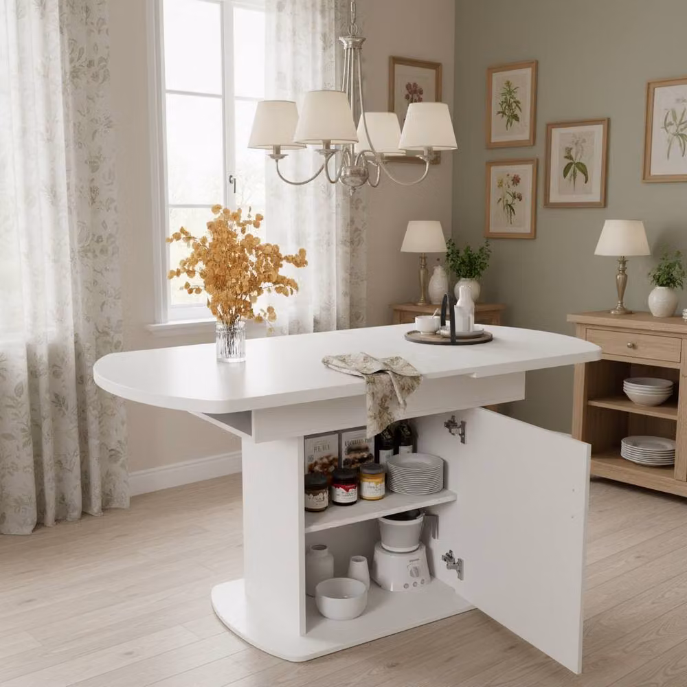 Matteo Extendable Oval Dining Table in White Matt MDF – 2