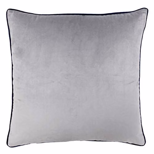 Furn Meridian Velvet Piped Square Cushion in Silver, 55 x 55 cm