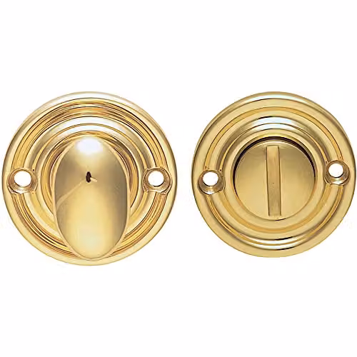 Loops Reeded Design Thumbturn Lock and Release Handle in Polished Brass Gold