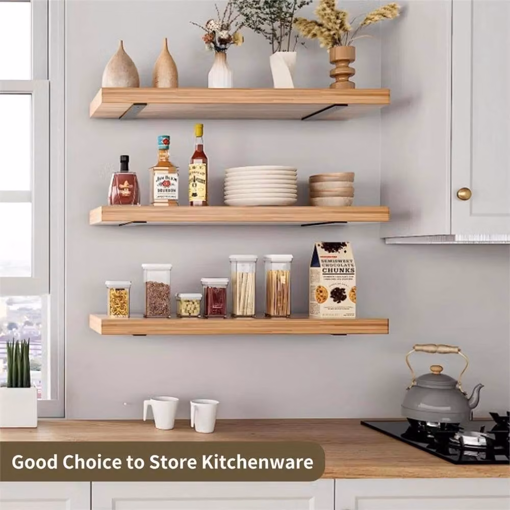 Nordara Heavy Duty L-Shaped Metal Wall Shelf Brackets, Black, 15.24 x 15.24 cm