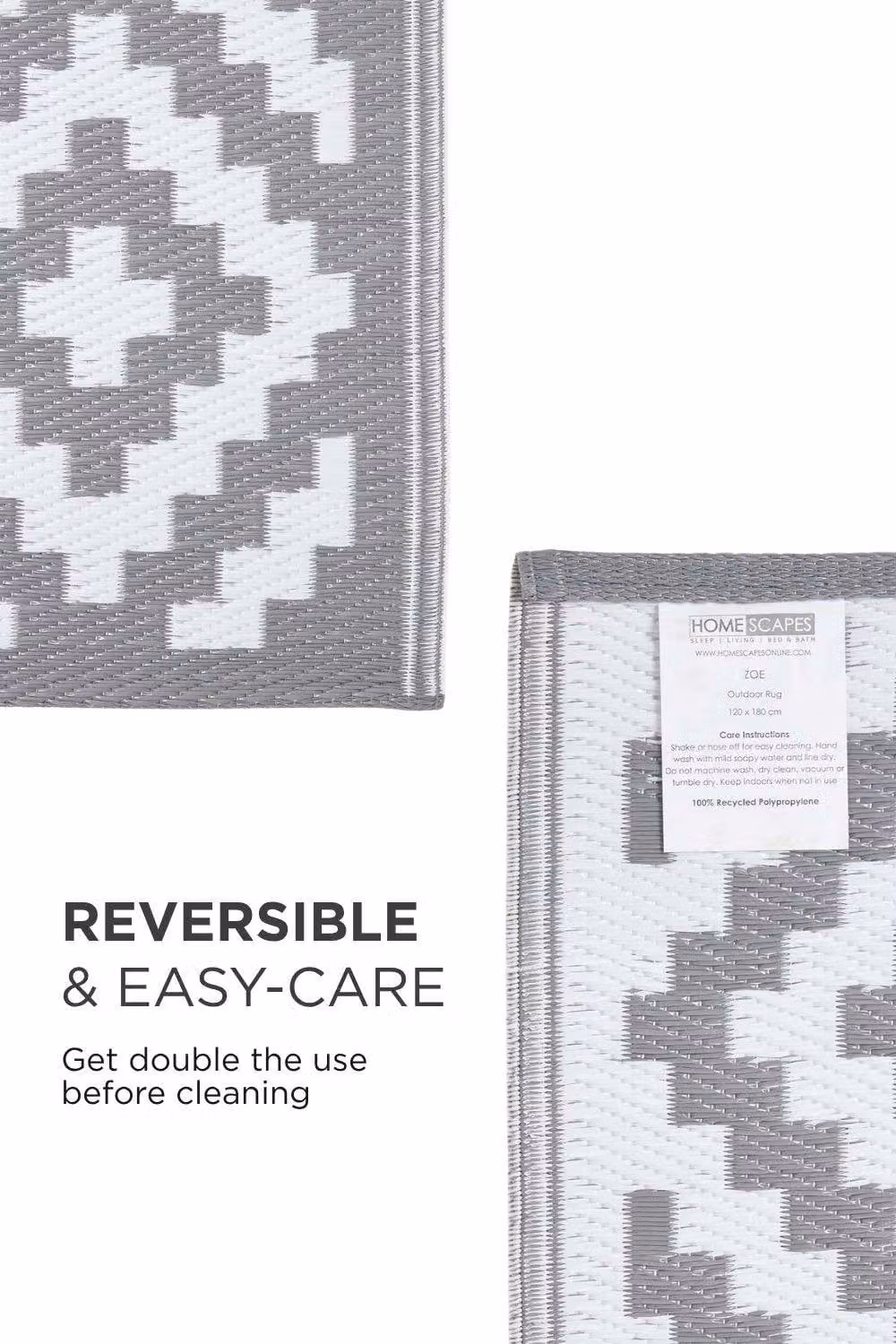 Homescapes Zoe Geometric Luxury Outdoor Rug, Grey and White, W: 240 cm, D: 300 cm – 5