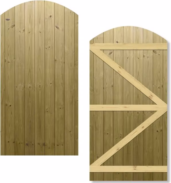 Premier Garden Supplies Interlocked Tongue Groove Pathway Semi-Braced Arch Top Pedestrian Garden Gate, Pressure Treated Wood, W: 90 cm