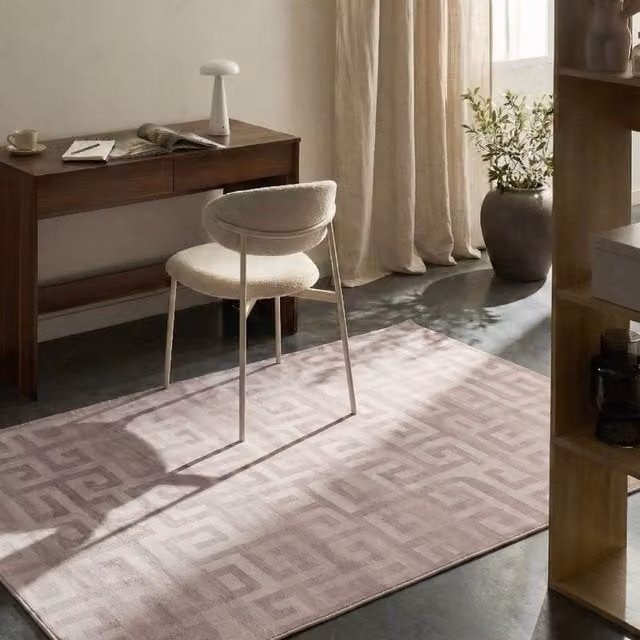 Wyld and Coco Beige Geometric Modern Rectangular Area Rug, W: 140 cm, L: 200 cm – 1
