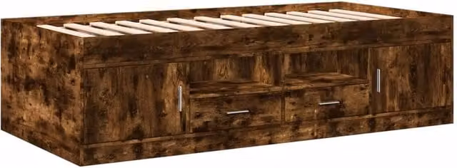 Berkfield Home Versatile Daybed with Drawers in Smoked Oak Brown, W/D/H: 100 x 200 cm