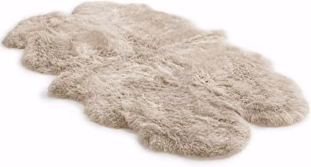 Infinity Leather Beige Genuine Sheepskin Wool Rectangular Rug W: 180 cm, D: 110 cm – 1
