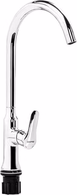 Geepas Stainless Steel Single Lever Mixer Tap with 360° Swivel Spout in Silver and Chrome Finish for Kitchen or Basin – 1