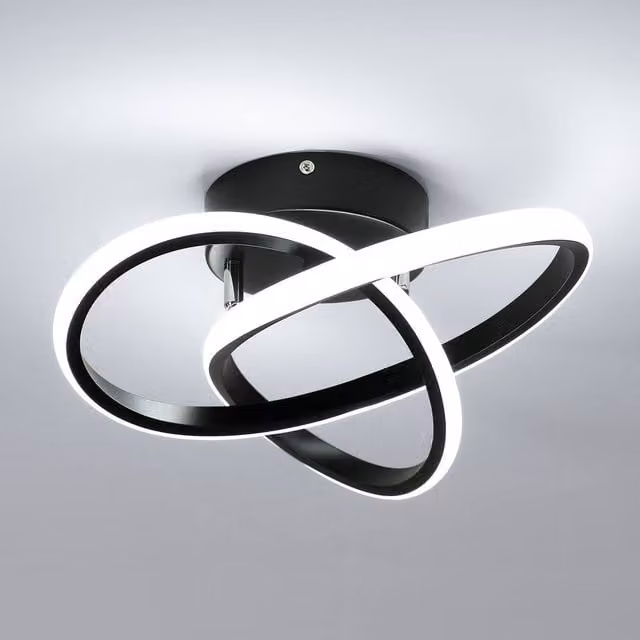 Pheashine Modern Black LED Ceiling Light, 30W Cool White, Diameter: 30 cm
