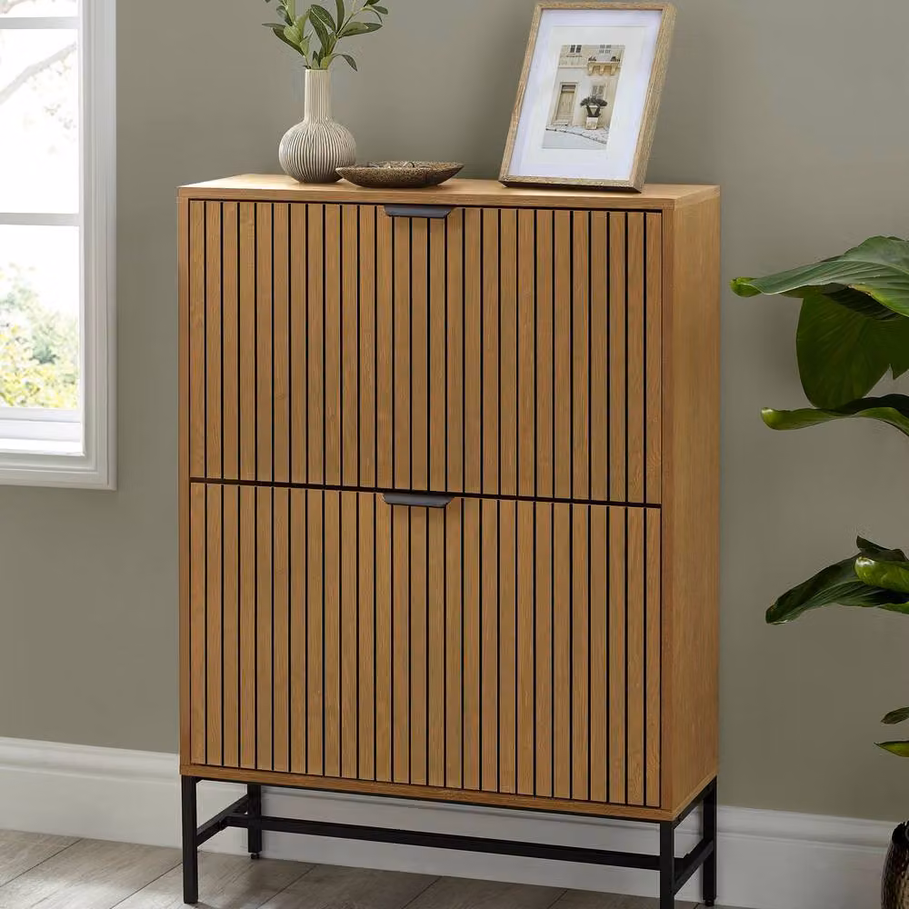 Cheshire Premium Suri 2 Door Shoe Storage Cabinet in Light Oak Effect – 3