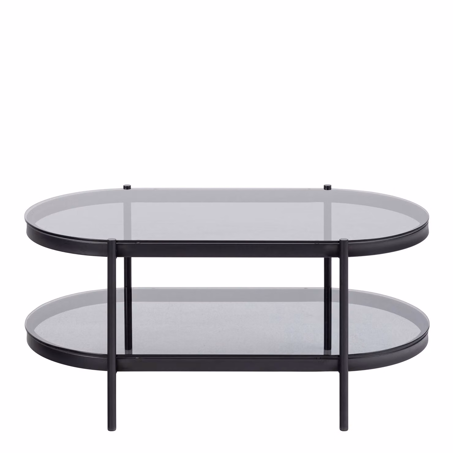 Furniture To Go Bayonne Oval Coffee Table with Smoked Glass Top in Black – 2