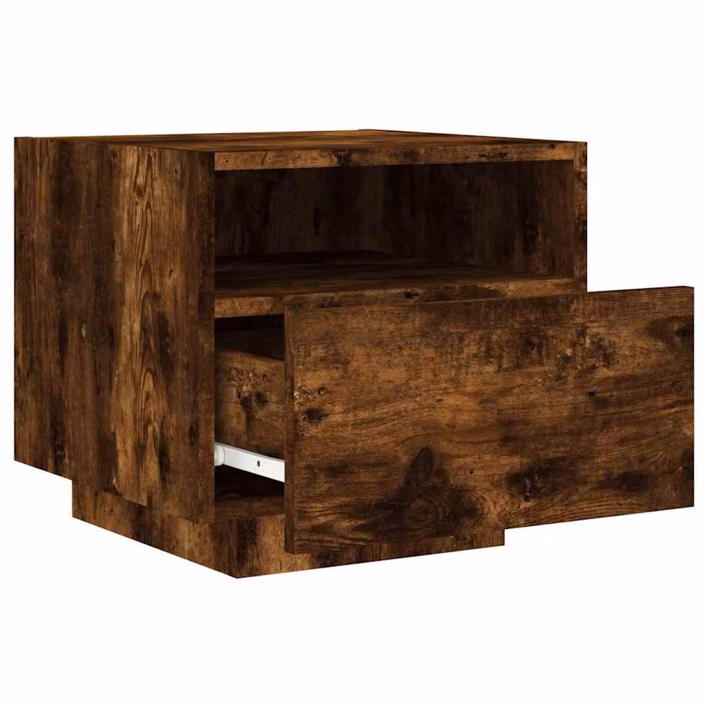 Berkfield Home Set of 2 Decorative Bedside Cabinets with Integrated LED Lights in Smoked Oak Brown – 6
