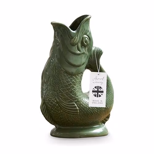 Wade Fish Ceramic Jug in Green and White, 1.2 l – 1