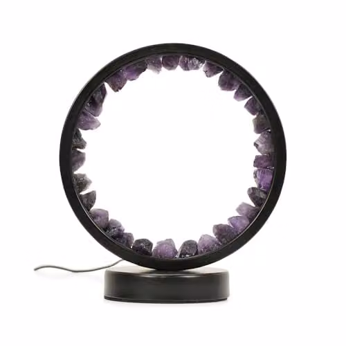 ValueLights Amethyst Crystal Halo Design Table Lamp in Purple and Black – 1