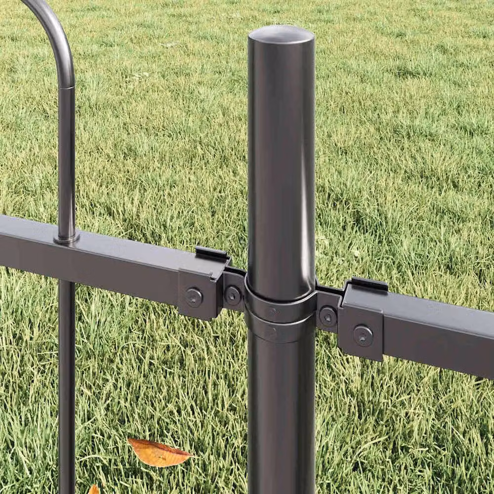 Berkfield Grey Steel Hoop Top Garden Fence, W: 510 cm, H: 110 cm – 3
