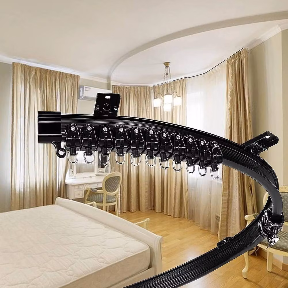 KORVIXA Flexible Bendable Curved Curtain Track in Black, Width: 100 cm, Drop: 152 cm – 5