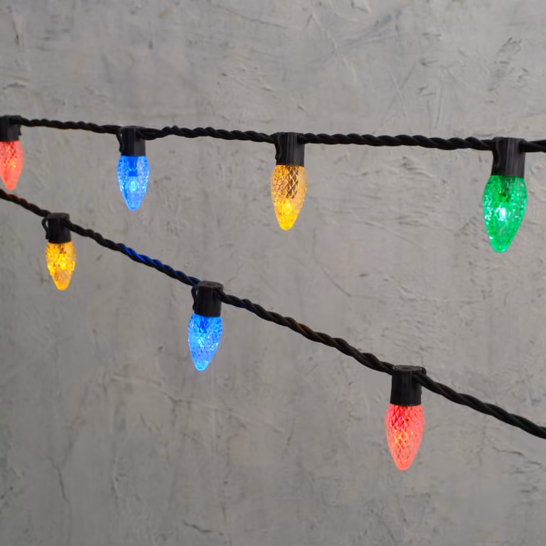 Lights4fun Plus Connect 35m Multi Coloured C9 LED Fairy Lights with Black Cable