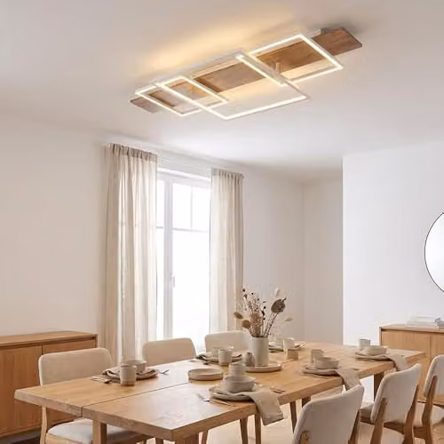 Globo Lighting Modern Dimmable LED Ceiling Light in White and Wood, W/D/H: 95 x 40 x 10 cm – 3