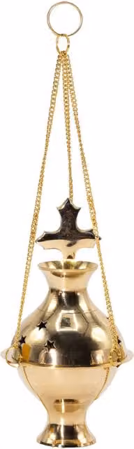 KDMK Gold Hanging Metal Incense Burner with Geometric Cross and Star Design
