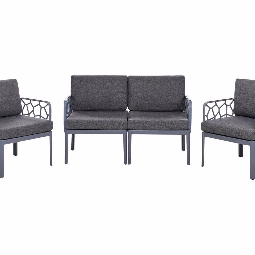 Wyld and Coco 4-Seater Modular Garden Sofa in Grey with Weatherproof Synthetic Frame and Upholstered Olefin Cushions – 2