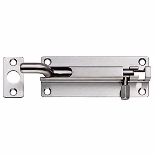 Loops Cranked Barrel Surface Mounted Door Bolt Lock in Satin Stainless Steel, 100 x 38 mm – 1